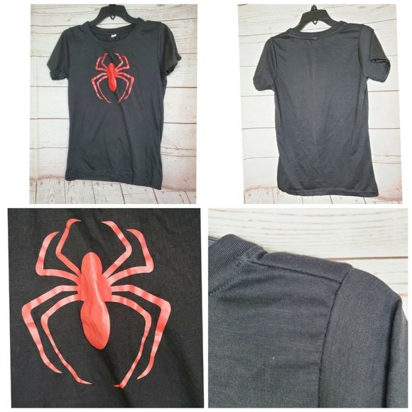 Decrum Red Spiderman Logo Women Black Small T Shirt - Picture 3 of 10